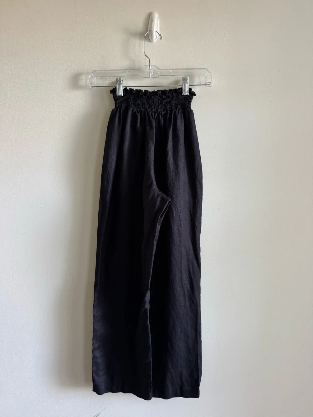 Reformation 100% Linen Smocked Paperbag Wide-Leg Pants